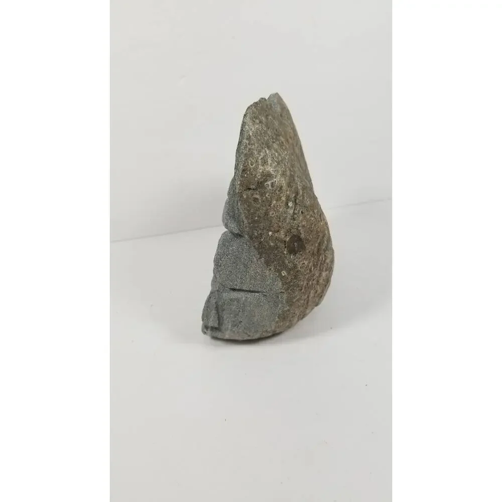 Vintage Native American Stone Bust, Hand Carved Head Profile Statue Signed 6